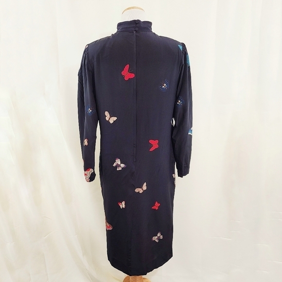 Vintage Hanae Mori black butterfly dress size 10 - Picture 4 of 12